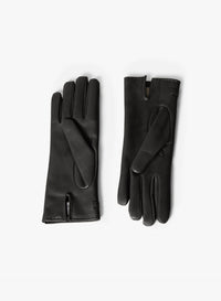 Cinzia Rocca Nappa Leather Gloves with Band and Hook Black
