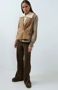 YAYA Woven loose fit cut and sew blazer with contrast fabric