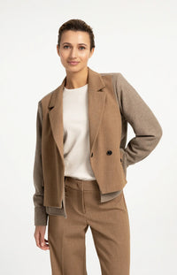 YAYA Woven loose fit cut and sew blazer with contrast fabric