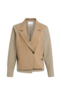 YAYA Woven loose fit cut and sew blazer with contrast fabric
