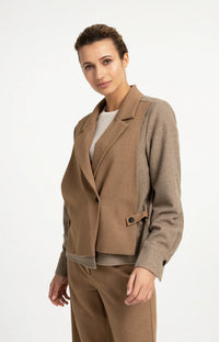 YAYA Woven loose fit cut and sew blazer with contrast fabric