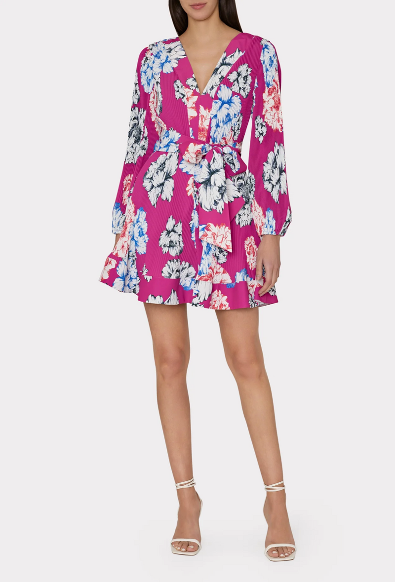 Milly Liv Petals In Bloom Pleated Dress
