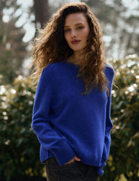 Repeat Organic Cashmere Knitted Pullover Blue