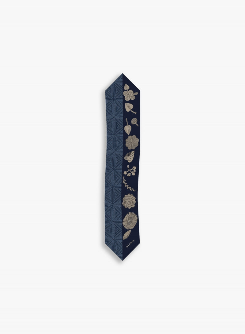 Cinzia Rocca Twill Silk Headband With Geometric Pattern and Leaves - Bordeaux
