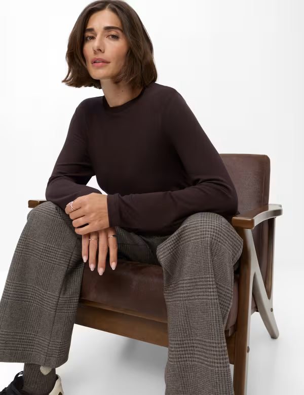 Brax Women's Long-Sleeved Top in a Viscose Blend - Brunette