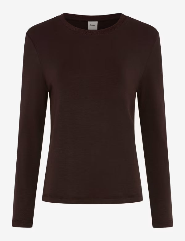 Brax Women's Long-Sleeved Top in a Viscose Blend - Brunette