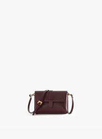 Cinzia Rocca Genuine Leather Mini Shoulder Bag - Burgundy