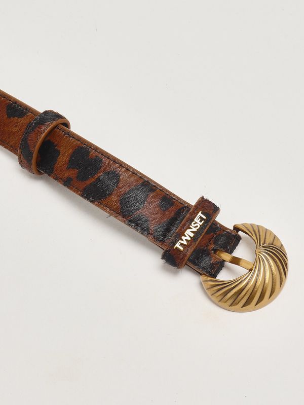 Twinset Brown Leopard Print Belt