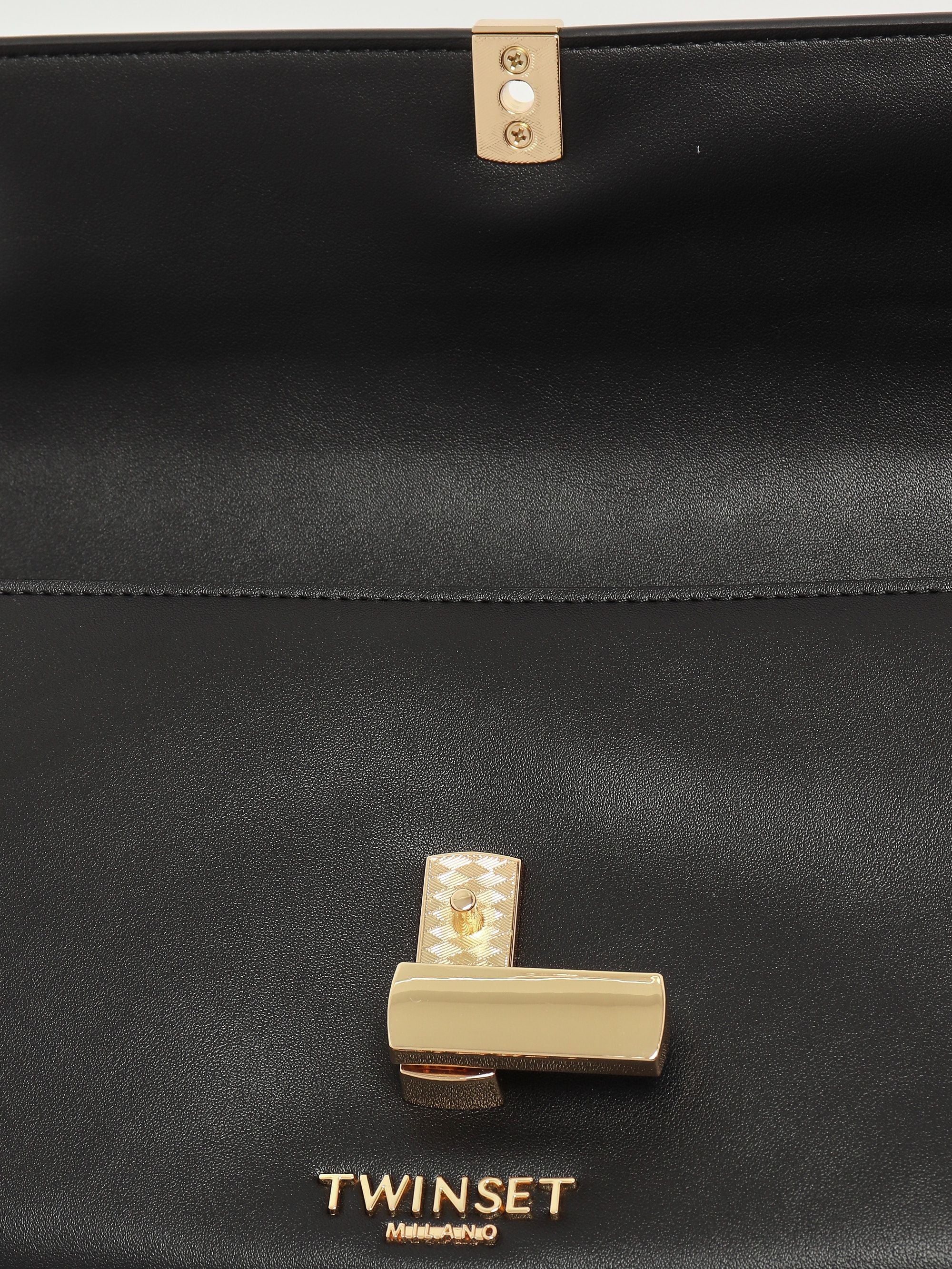 Twinset Faux Leather Bag Nero/Parchment/Rosa Parisienne