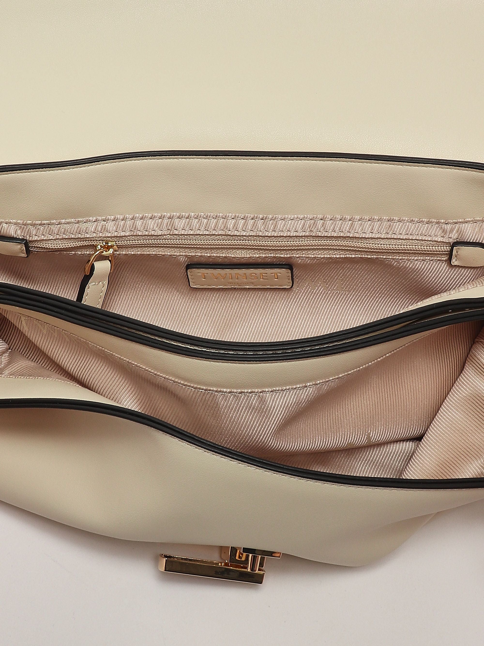 Twinset Faux Leather Bag Nero/Parchment/Rosa Parisienne