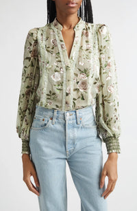 Chemise Arlette avec bordure en dentelle florale Alice + Olivia