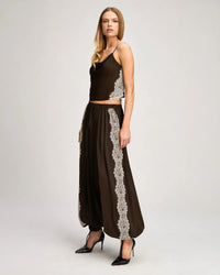 Cinq a Sept Esme Satin Lace Petit Marta Espresso/Gardenia