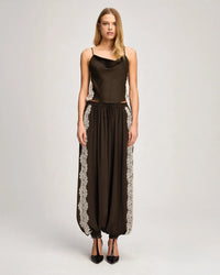 Cinq a Sept Esme Satin Lace Petit Marta Espresso/Gardenia