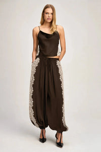 Cinq a Sept Esme Satin Lace Petit Marta Espresso/Gardenia