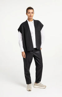 YAYA Faux leather carrot fit trousers with seam detail