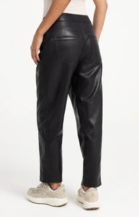 YAYA Faux leather carrot fit trousers with seam detail