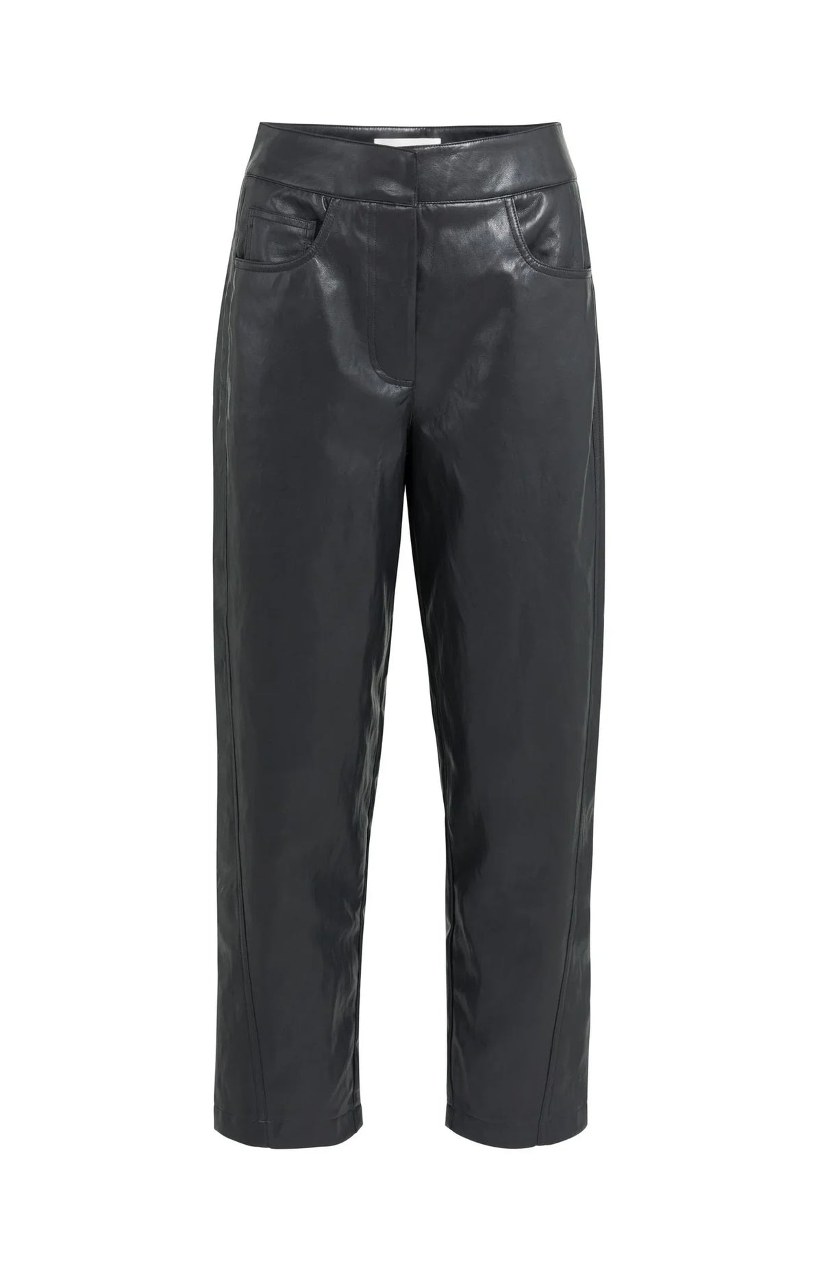 YAYA Faux leather carrot fit trousers with seam detail