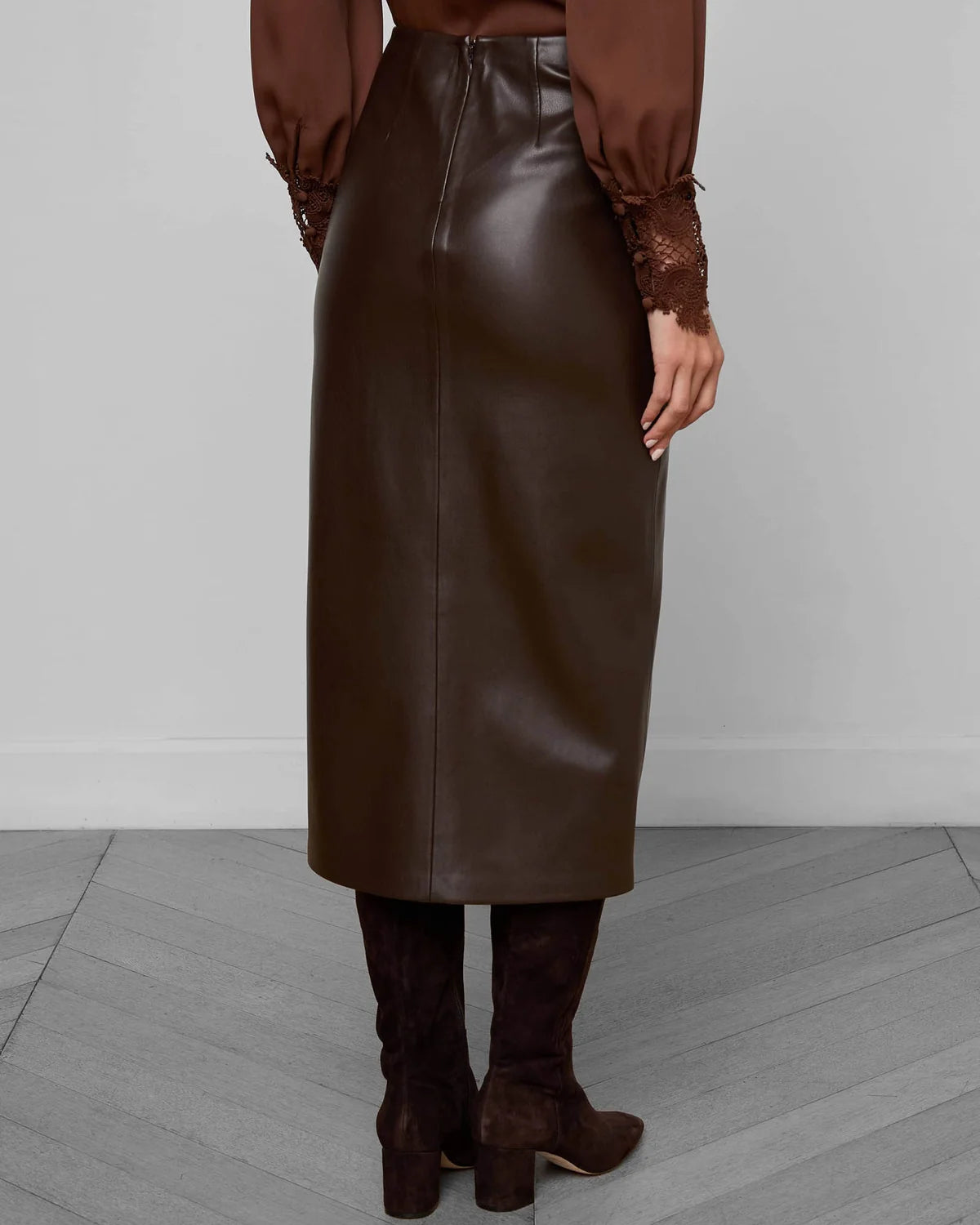 L'Agence Lilou Twist Skirt Coffee Bean