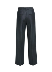 YAYA Woven Wide Leg Trousers with Belt - CatBlack
