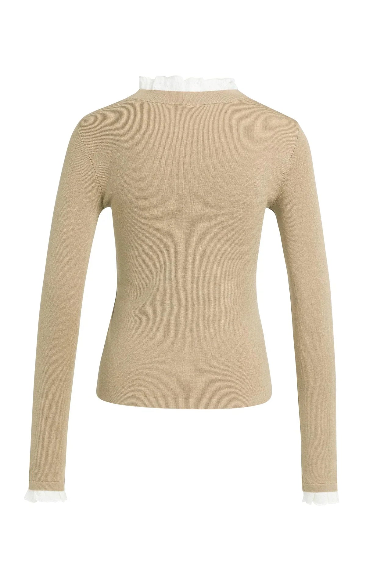 YAYA Fitted rib sweater with ruffle detail