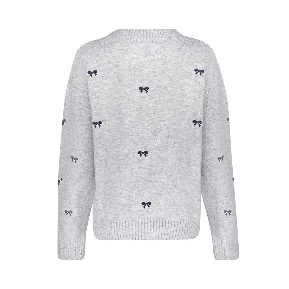 Geisha Pullover Bowtie Embroidery -  Gray Navy