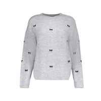 Geisha Pullover Bowtie Embroidery -  Gray Navy