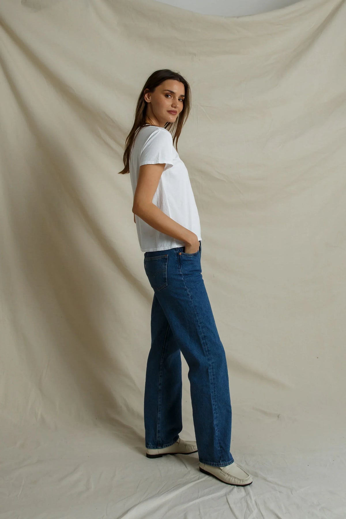 Perfect White Tee Cotton Short-Sleeve Boxy Crew Tee Sugar