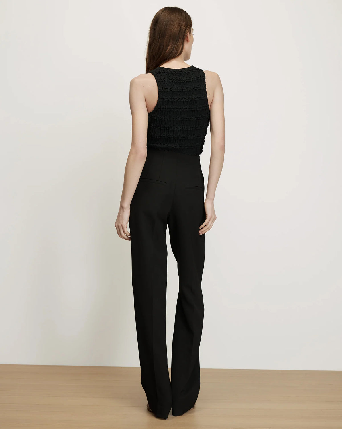 Veronica Beard Jordyn Cropped Cotton Blend Sleeveless Tank Top Black
