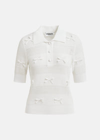 Essentiel Antwerp Jarts Off-White Bow-Embellished Knit Polo