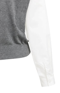 YAYA Knitted sweater with woven sleeves