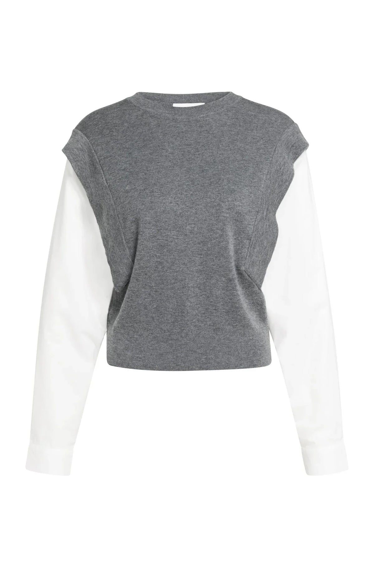 YAYA Knitted sweater with woven sleeves