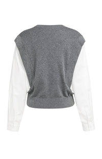 YAYA Knitted sweater with woven sleeves