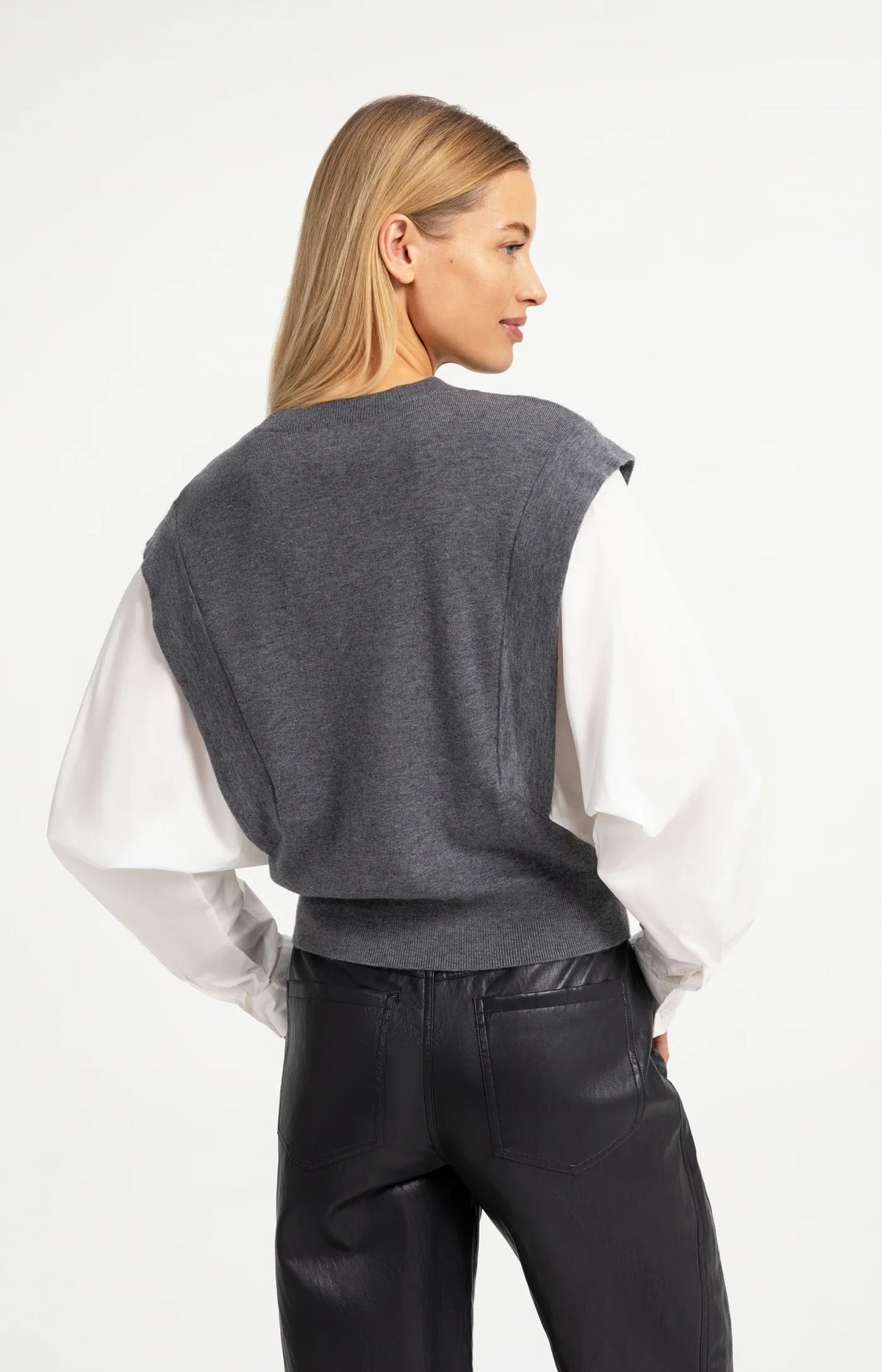 YAYA Knitted sweater with woven sleeves