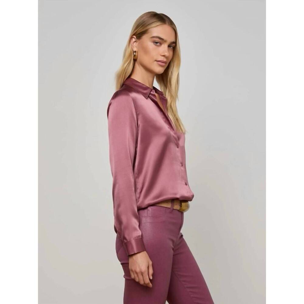 L'Agence Tyler Long-Sleeve Blouse - Dark Mauve