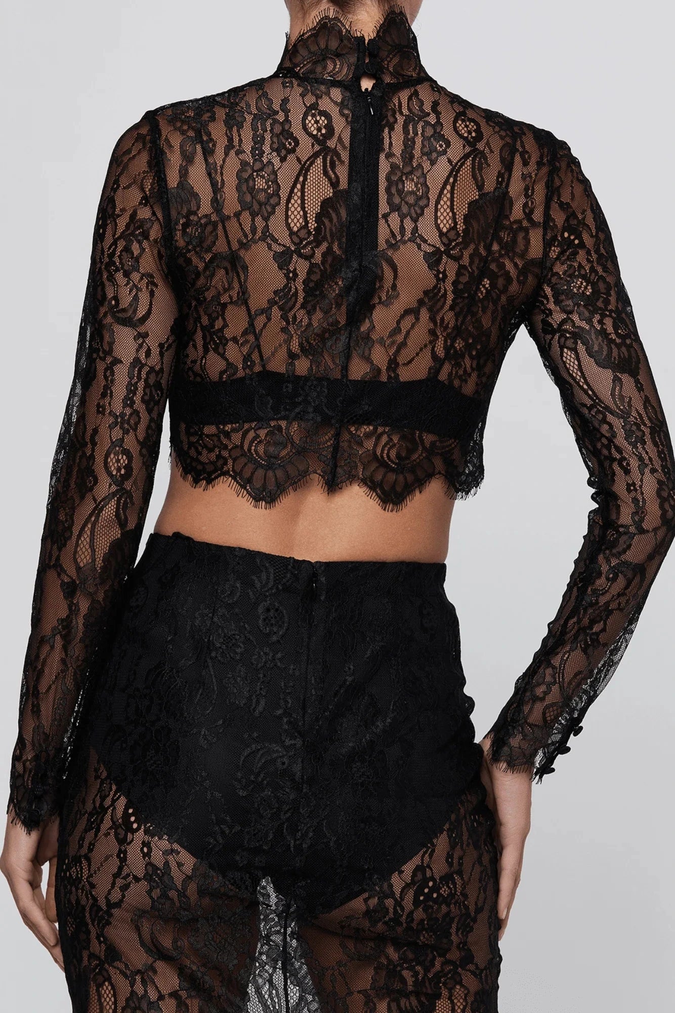 L'Agence Henriette Lace Long-Sleeve Top - Black