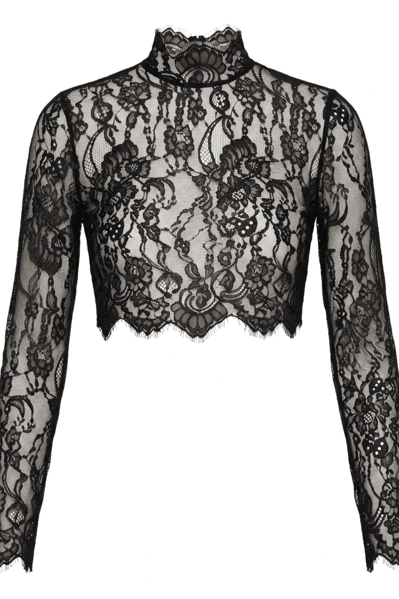 L'Agence Henriette Lace Long-Sleeve Top - Black