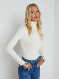 L'Agence 5558MJT-VIWH pull Lani à col roulé et manches longues Vintage White