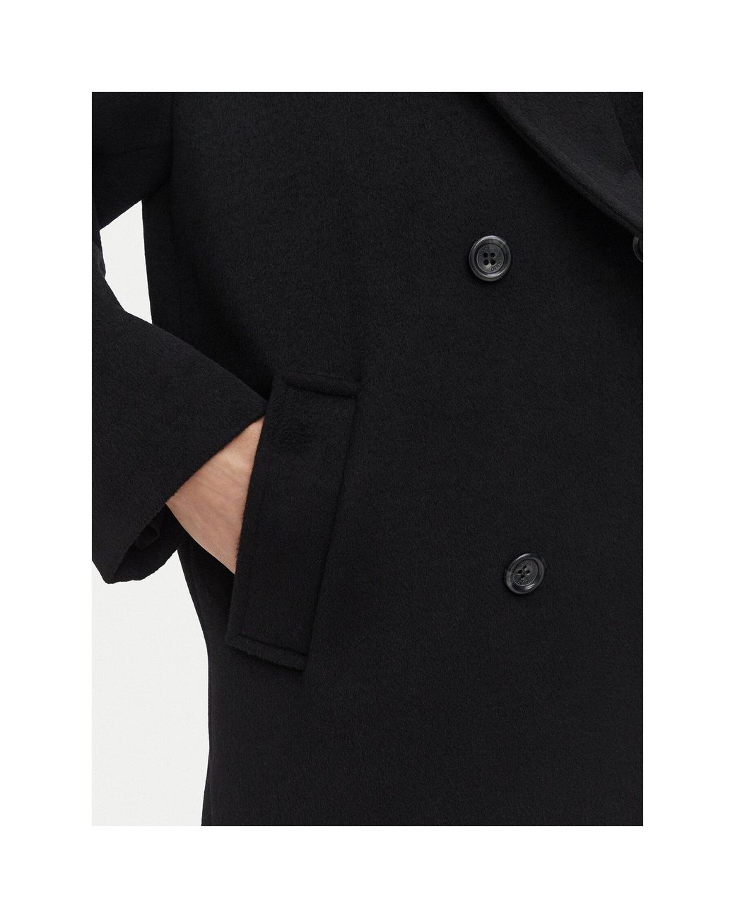 Liu Jo White Short Double-Breasted Wool Coat - Nero