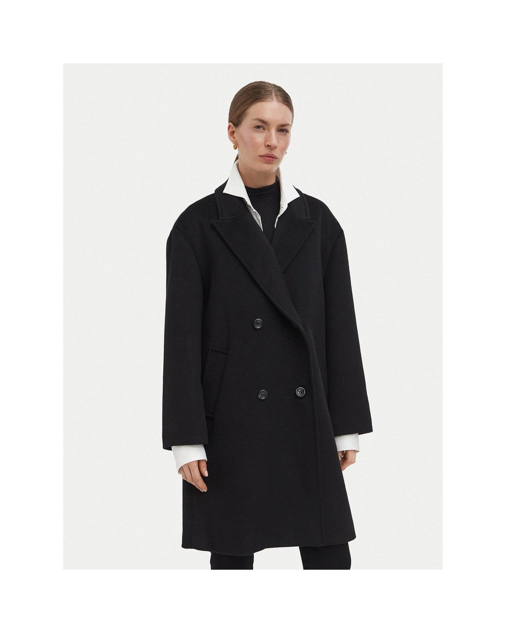 Liu Jo White Short Double-Breasted Wool Coat - Nero