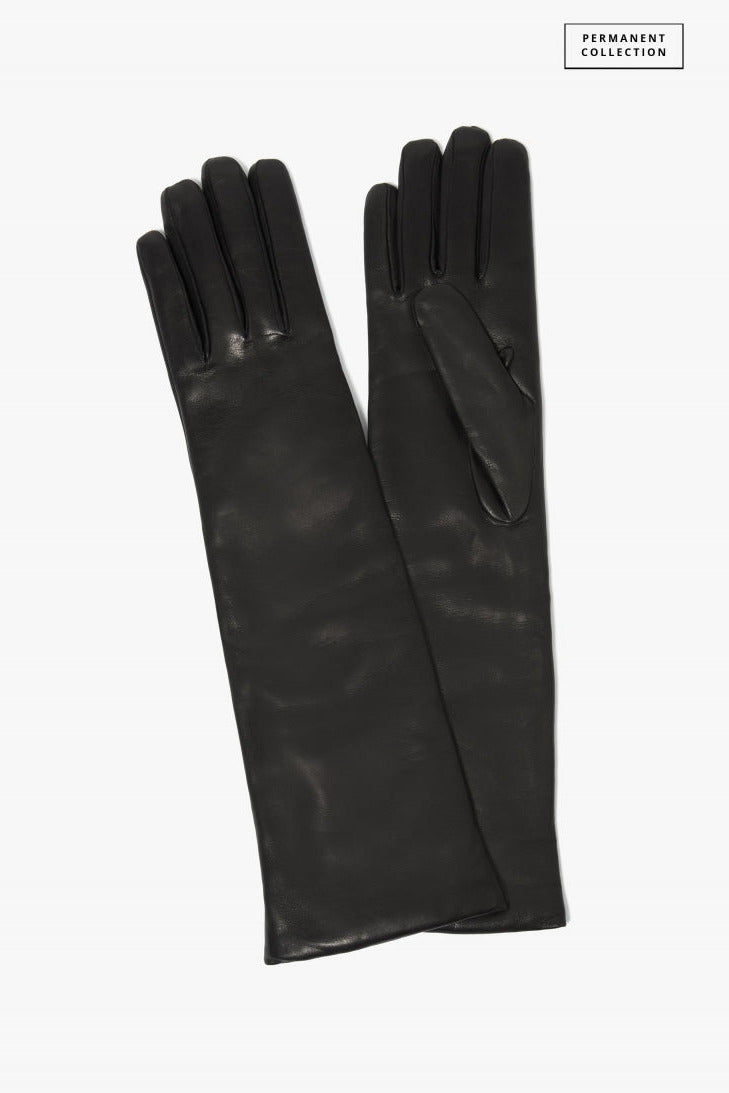 Cinzia Rocca Long Black Nappa Leather Gloves Black