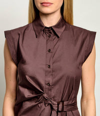 Marella Brown Cotton Poplin Dress
