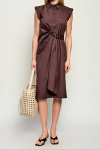 Marella Brown Cotton Poplin Dress