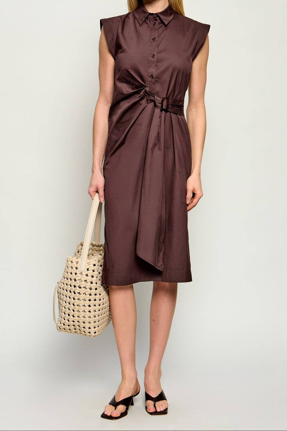 Marella Brown Cotton Poplin Dress