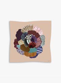 Cinzia Rocca Maxi Wool And Silk Scarf With Stylized Flower - Beige
