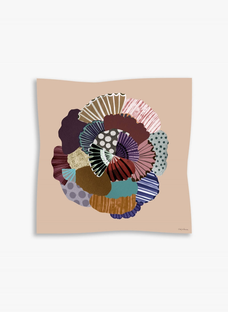 Cinzia Rocca Maxi Wool And Silk Scarf With Stylized Flower - Beige
