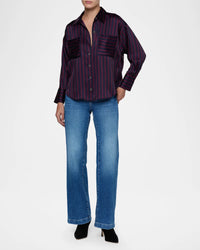 L'Agence 40816WBQ-MDDP Blouse Eliora décontractée bleu nuit/rouge sangria profond à rayures régulières