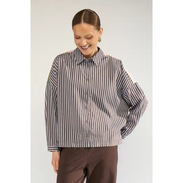 Numph Women's Long Sleeve Shirt Nuhighland Boxy - Calla Green