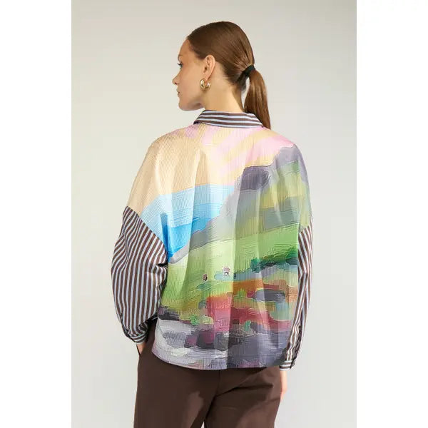 Numph Women's Long Sleeve Shirt Nuhighland Boxy - Calla Green