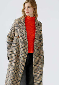 Oui Manteau en mélange de laine Check