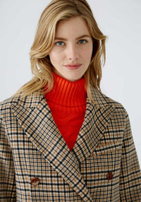 Oui Manteau en mélange de laine Check